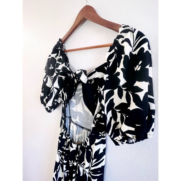 Open Back Floral Midi Linen Blend Maxi Dress Size XS - Picture 4 of 8